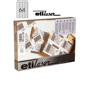 Produse din hartie - Etichete autoadezive  64/A4, 48,3 x 16,9 mm, 200 coli/top, ETILASER - albe