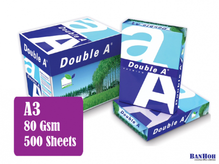 Hartie pentru copiator si imprimanta - Hartie DOUBLE A Premium, A3, alba, 80g/mp, 500 coli/top, clasa A+