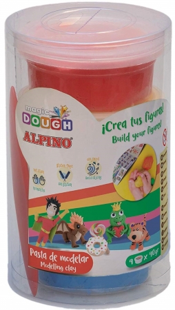 Plastilina, pasta de modelat - Kit 4 culori x 40gr plastilina magica, 160 grame, ALPINO - galben, rosu, albastru, verde