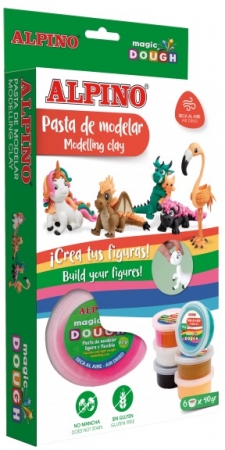 Plastilina, pasta de modelat - Kit 6 culori x 40gr plastilina magica, ALPINO Fantasy Animals
