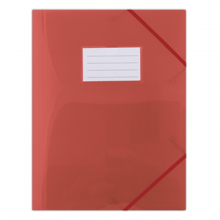 Mape din plastic - Mapa plastic cu elastic pe colturi, cu eticheta, 480 microni, DONAU - rosu transparent