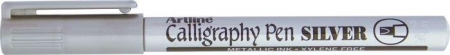 Markere pentru caligrafie - Marker ARTLINE Calligraphy, corp metalic, varf tesit din fetru 2.5mm - argintiu