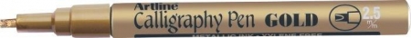 Markere pentru caligrafie - Marker ARTLINE Calligraphy, corp metalic, varf tesit din fetru 2.5mm - auriu
