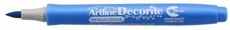 Markere speciale - Marker ARTLINE Decorite, varf flexibil (tip pensula) - bleu metalizat