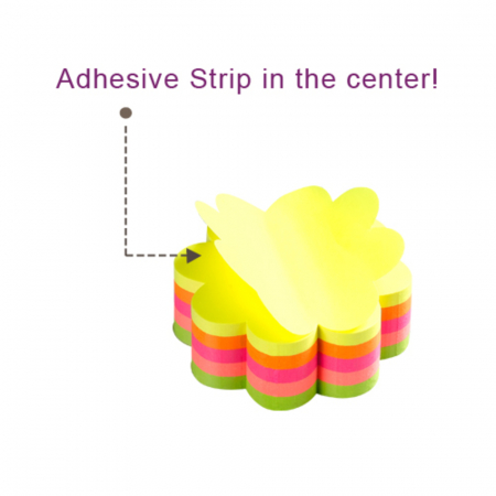 Notes autoadeziv Die-Cut - floare, 67 x 67 mm, 5 x 50 file/set, Stick"n - 5 culori fluorescente [1]