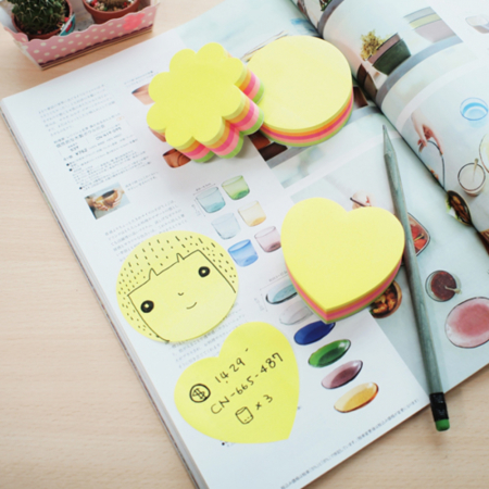 Notes autoadeziv Die-Cut - floare, 67 x 67 mm, 5 x 50 file/set, Stick"n - 5 culori fluorescente [2]