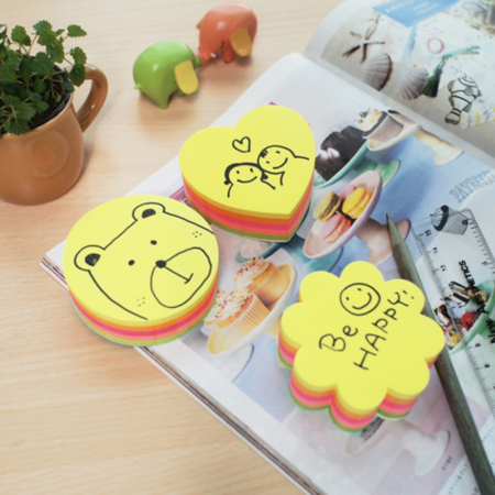 Notes autoadeziv Die-Cut - floare, 67 x 67 mm, 5 x 50 file/set, Stick"n - 5 culori fluorescente [3]