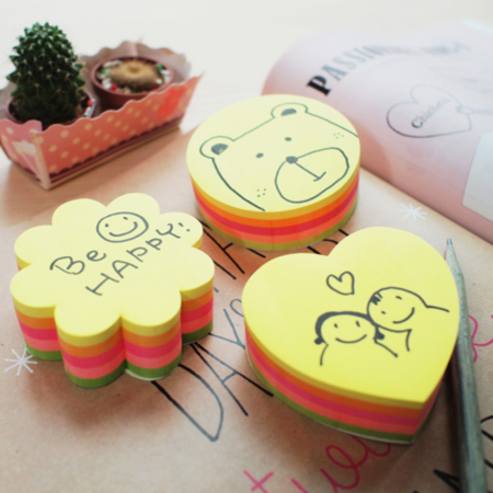 Notes autoadeziv Die-Cut - inima, 64 x 67 mm, 5 x 50 file/set, Stick"n - 5 culori fluorescente [3]