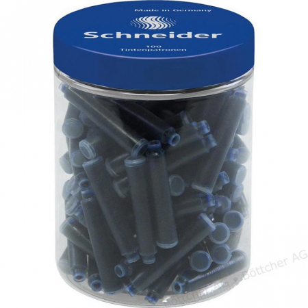 Stilouri si rezerve cerneala - Patroane cerneala SCHNEIDER, 100buc/borcan cu capac plastic - albastru royal