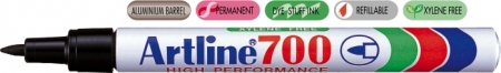Markere permanente - Permanent marker ARTLINE 700, corp metalic, varf rotund 0.7mm - negru