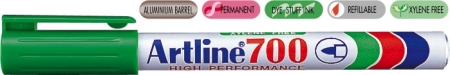Markere permanente - Permanent marker ARTLINE 700, corp metalic, varf rotund 0.7mm - verde