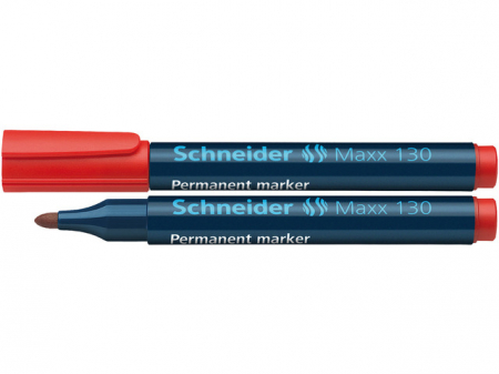 Markere permanente - Permanent marker SCHNEIDER Maxx 130, varf rotund 1-3mm - rosu