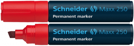Markere permanente - Permanent marker SCHNEIDER Maxx 250, varf tesit 2+7mm - rosu