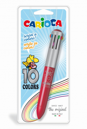 Pixuri - Pix cu 10 culori, corp gri/color, blister, CARIOCA