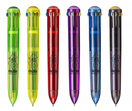 Pixuri - Pix cu 10 culori fluorescente, corp transparent color, CARIOCA