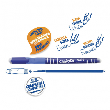 Pixuri - Pix erasable, 0.7mm, CARIOCA Oops - albastru
