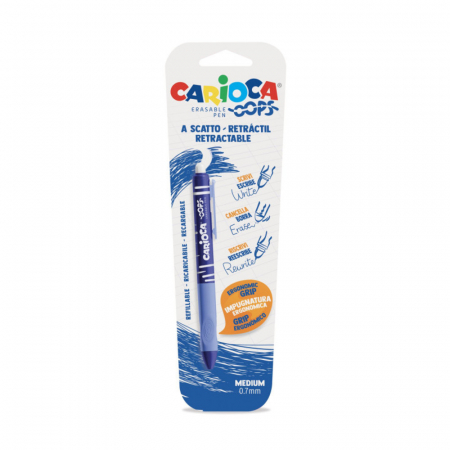 Pixuri - Pix erasable, 0.7mm, retractabil, in blister, CARIOCA Oops - albastru