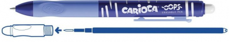 Pix erasable, 0.7mm, retractabil, CARIOCA Oops - albastru [2]