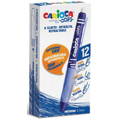 Pix erasable, 0.7mm, retractabil, CARIOCA Oops - albastru [1]