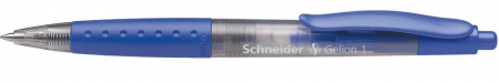 Pixuri cu gel - Pix SCHNEIDER Gelion 1, corp transparent cu clema si rubber grip culoare albastra - scriere albastra