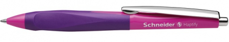 Pixuri - Pix SCHNEIDER Haptify, rubber grip, clema metalica, corp roz/violet - scriere albastra