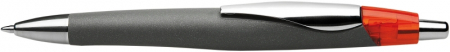 Pixuri - Pix SCHNEIDER Pulse, rubber grip, accesorii metalice, corp gri/rosu - scriere rosie