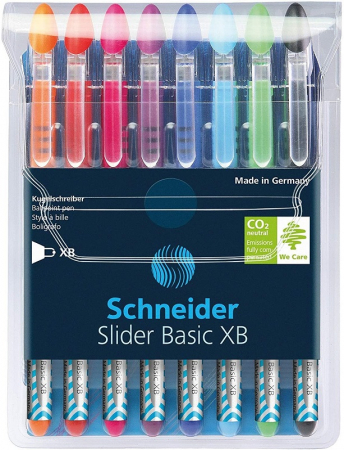 Pixuri fara mecanism - Pix SCHNEIDER Slider Basic XB, rubber grip, 8 culori/set - (BK,RE,BL,OG,VI,PK,LBL,LGR)