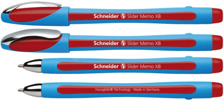 Pixuri fara mecanism - Pix SCHNEIDER Slider Memo XB, rubber grip, accesorii metalice - scriere rosie