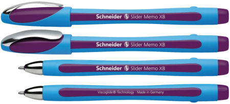 Pixuri fara mecanism - Pix SCHNEIDER Slider Memo XB, rubber grip, accesorii metalice - scriere violet
