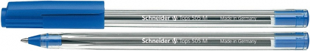 Pixuri - Pix SCHNEIDER Tops 505M, unica folosinta, varf mediu, corp transparent - scriere albastra