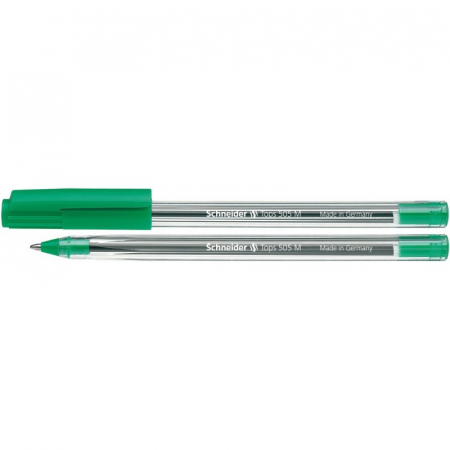 Pixuri - Pix SCHNEIDER Tops 505M, unica folosinta, varf mediu, corp transparent - scriere verde