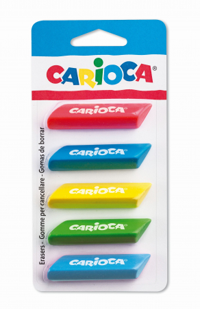 Diverse - Radiere triunghiulare, 5 buc/blister, CARIOCA - diverse culori