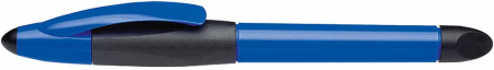 Rollere. Linere - Roller cu cartus SCHNEIDER Base Ball, rubber grip, corp albastru/negru, cu decor - scriere albastra