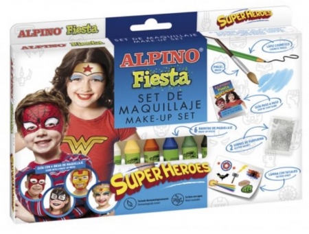 Creioane grafit - Set machiaj ALPINO Super Hero - 6 culori x 5 gr + accesorii