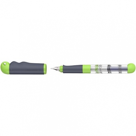 Stilou SCHNEIDER Base Kid (tip A - incepator) - corp gri/verde cu decor [1]