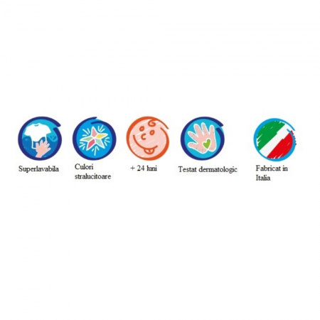 Tempera super lavabila, pentru pictura cu mana, 6 culori x 80ml/set, CARIOCA Baby Finger Paint [4]