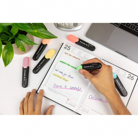 Textmarker SCHNEIDER Job Pastel, varf lat, 6 culori/set - turcoaz, menta, lavanda, roze, piersica, vanilie [4]