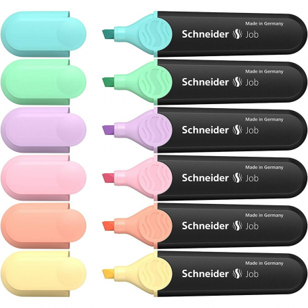 Textmarker SCHNEIDER Job Pastel, varf lat, 6 culori/set - turcoaz, menta, lavanda, roze, piersica, vanilie [1]