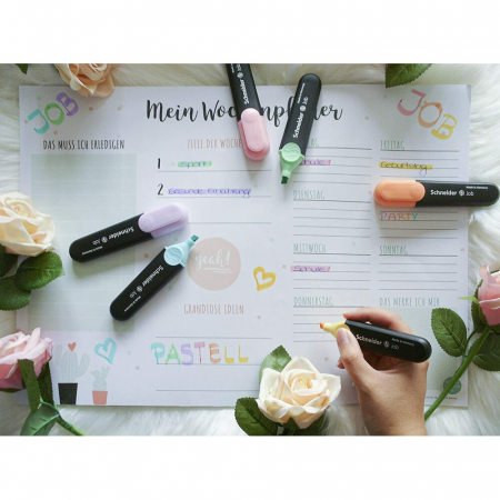 Textmarker SCHNEIDER Job Pastel, varf lat, 6 culori/set - turcoaz, menta, lavanda, roze, piersica, vanilie [3]