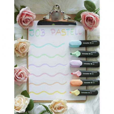 Textmarker SCHNEIDER Job Pastel, varf lat, 6 culori/set - turcoaz, menta, lavanda, roze, piersica, vanilie [2]