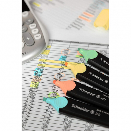 Textmarker SCHNEIDER Job Pastel, varf lat, 6 culori/set - turcoaz, menta, lavanda, roze, piersica, vanilie [5]
