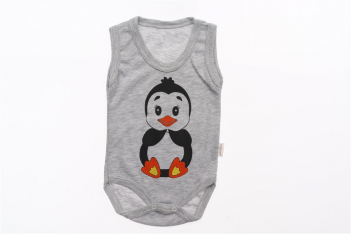 Body Maiou Pinguin Gri bebelusi bumbac 0-12 luni [1]