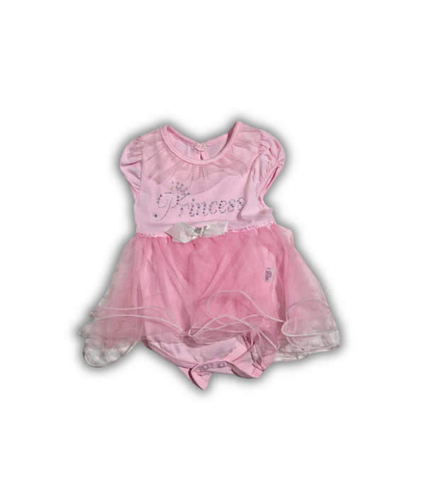 Body bebelusi maneca scurta cu tiul roz princess bumbac 0-9 luni [4]