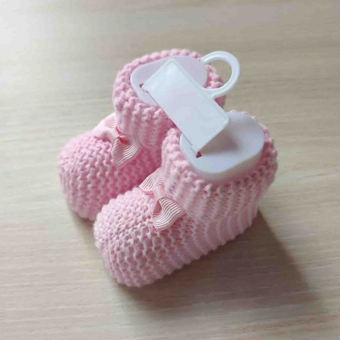 Botosei tricotati roz bebelusi 0-3 luni [1]