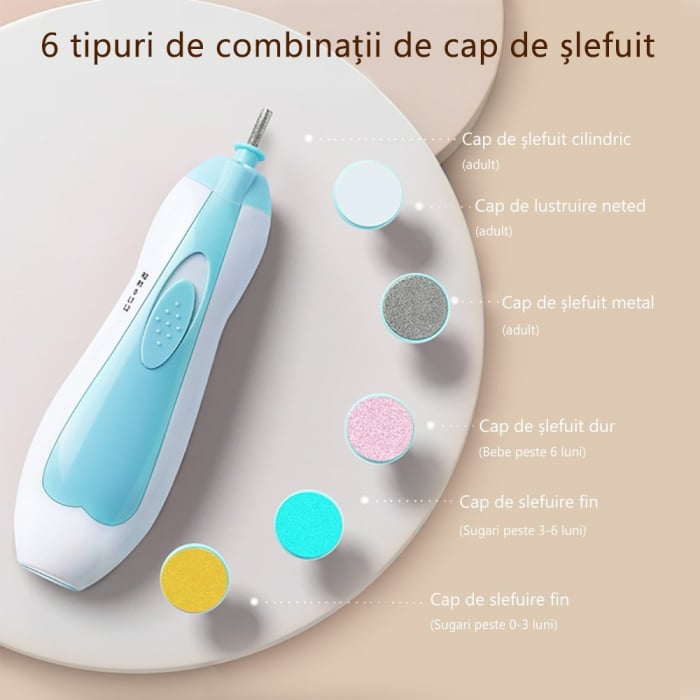 Pilă Electrică pentru Unghii Bebeluși - Îngrijire Sigură și Eficientă | Orlando Kids [5]