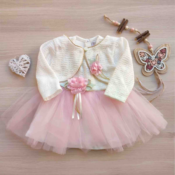 Rochita eleganta cu tiul roz si bolero bebelusi 6-18 luni [1]