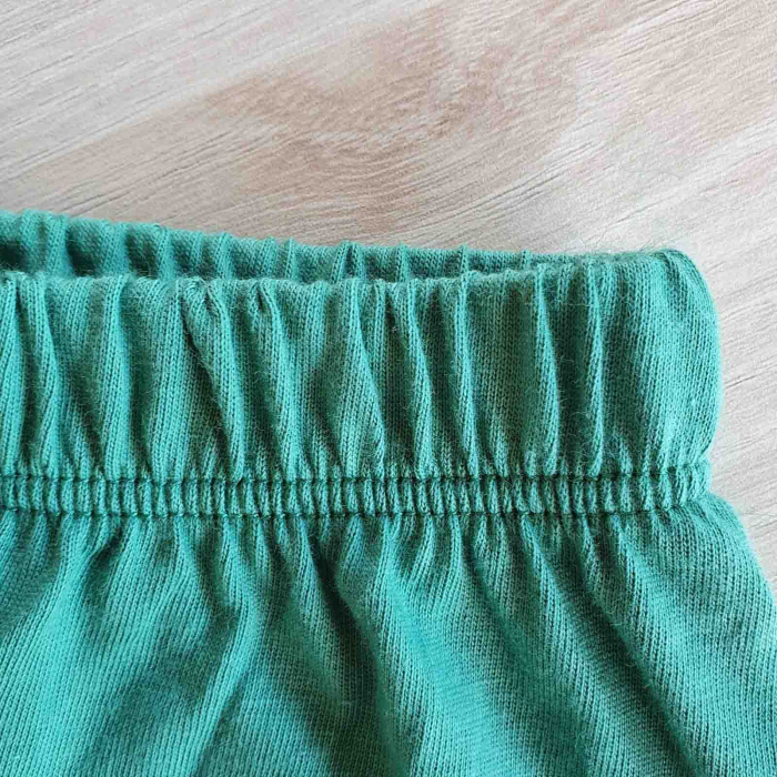 Set bebelusi tricou pantaloni scurti si babetica puisor verde bumbac 3-12 luni [3]