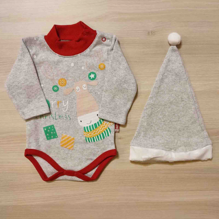 Accesorii - Body bebelusi maneca lunga gri ren bumbac 0-12 luni