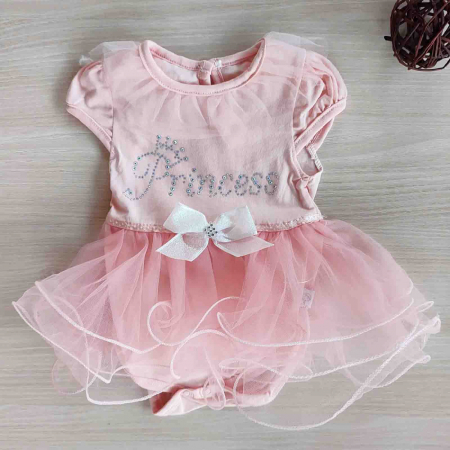 Body-uri - Body bebelusi maneca scurta cu tiul roz princess bumbac 0-9 luni