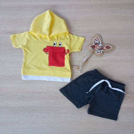 Baietei - Compleu Tricou si Pantalon scurt Mr Crab SpongeBob bumbac bebelusi 6-24 luni